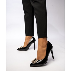 Bombas pretas de prestígio feminino preto 1