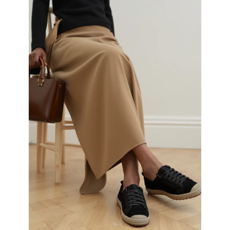 Black de renda noir de alpargelas femininas preto 1