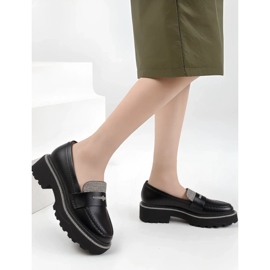 Mocassins negros diamantes femininos preto 1