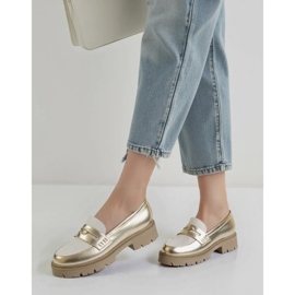 Mocassins de ouro femininos dourado 1