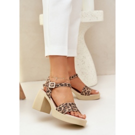 Zazoo 40386 sandálias de couro feminino no leopardo marrom-bege marrom 2