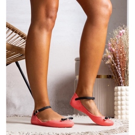 D/GMR Ballerinas femininas rosa com borracha com um fecho de arco e urze 1