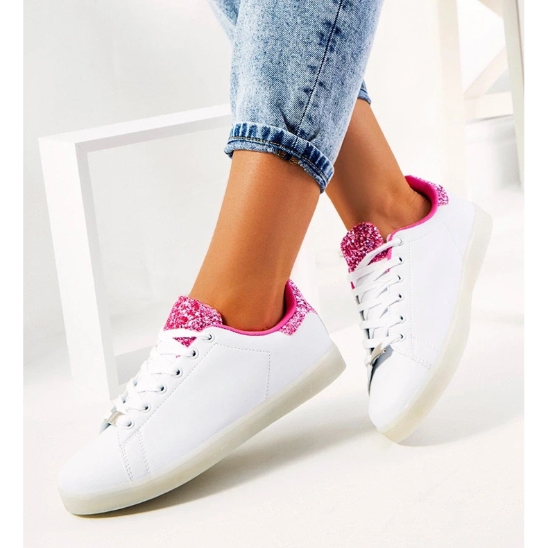 D/GMR Tênis branco e rosa com luzes led Alfaro 2