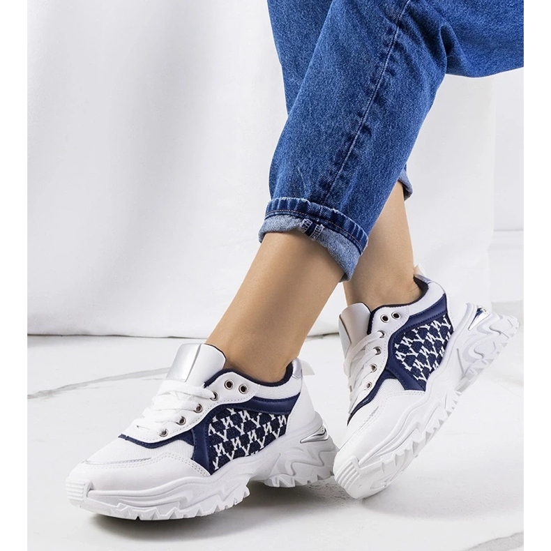 D/GMR Tênis feminino branco e azul marinho Florival 1