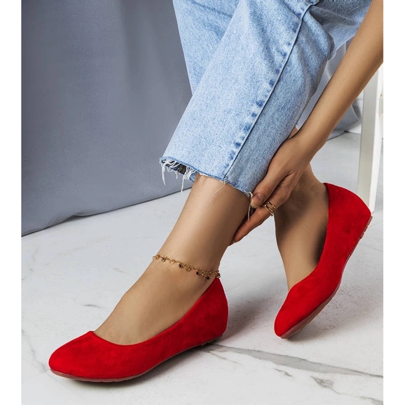 D/GMR Bailarinas vermelhas com salto baixo da Sylvia vermelho 2