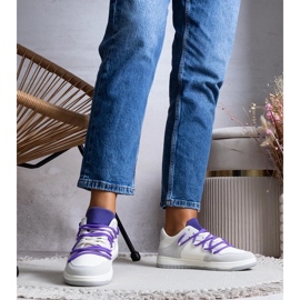 D/GMR Tênis cinza tênis femininos cadarços roxos arcobaleno 2