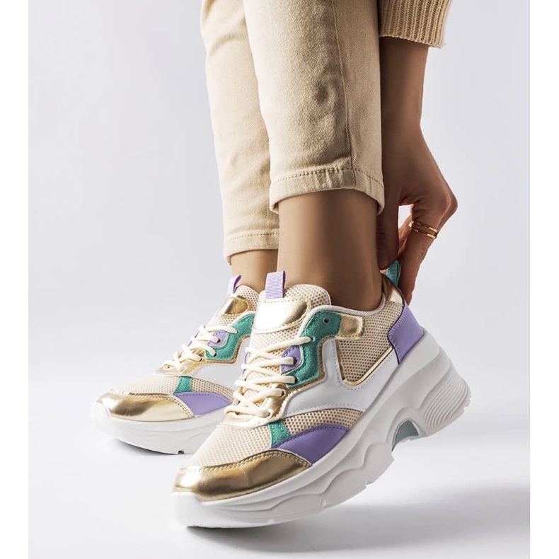 D/GMR Tênis branco e dourado de mulher Séguin 1