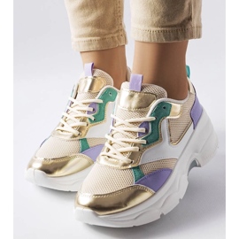 D/GMR Tênis branco e dourado de mulher Séguin 2