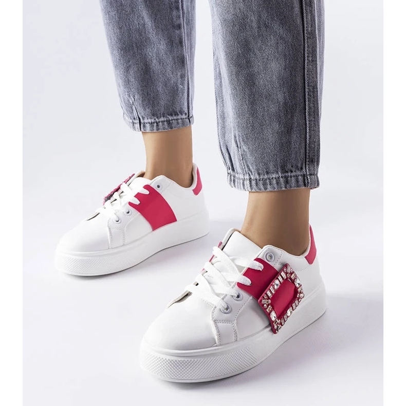 D/GMR Tênis branco decorado com fivela Ike rosa 1
