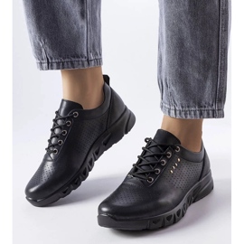 D/GMR Brogue de couro preto vazado, Brodeur 1