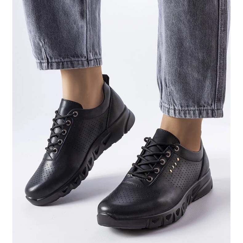 D/GMR Brogue de couro preto vazado, Brodeur 1