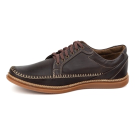 Olivier Sapatos de couro masculino Modelo casual 313gt marrom escuro 1