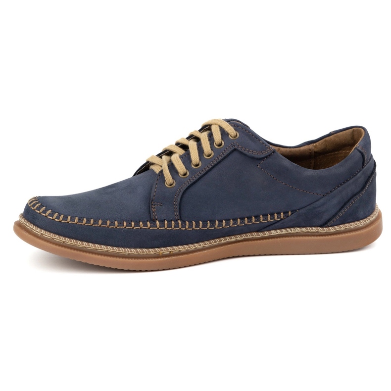 Olivier Sapatos de couro masculino Modelo casual 313gt azul marinho 1