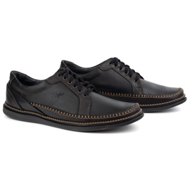 Olivier Sapatos de couro masculino Modelo casual 313gt preto 2