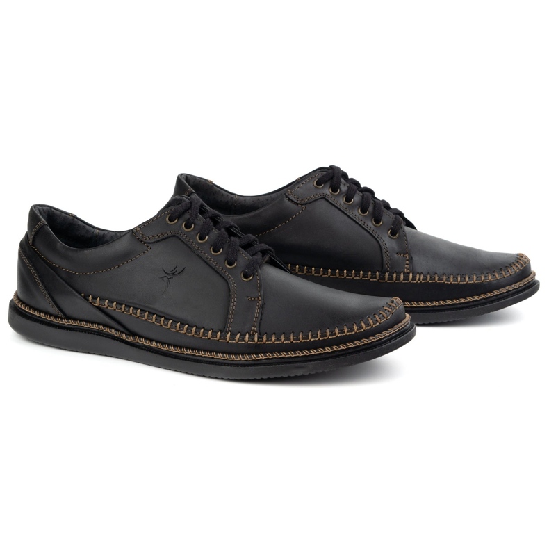 Olivier Sapatos de couro masculino Modelo casual 313gt preto 2