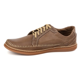 Olivier Sapatos de couro masculino Modelo casual 313gt marrom claro 1