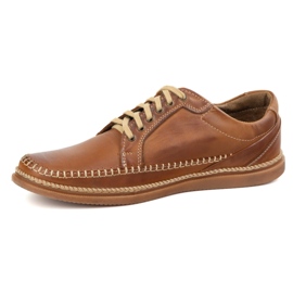 Olivier Sapatos de couro masculino Modelo casual 313GT Camel marrom 1