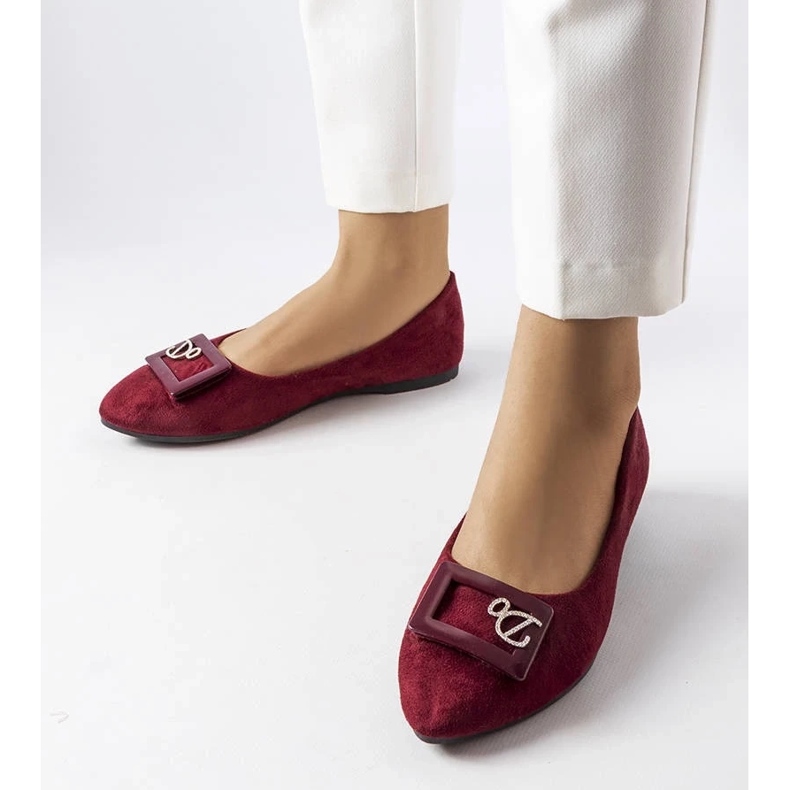 D/GMR Bailarinas cor de vinho decoradas com strass Fleming vermelho 2