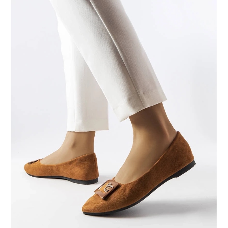 D/GMR Bailarinas marrons decoradas com strass da Fleming castanho 2