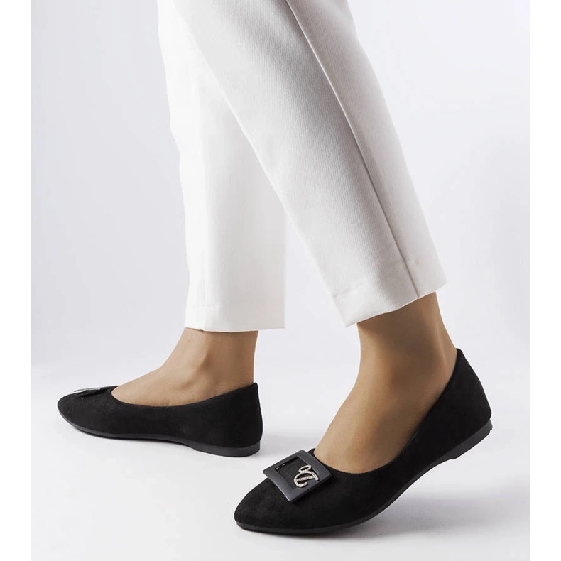 D/GMR Bailarinas pretas decoradas com strass da Fleming preto 1