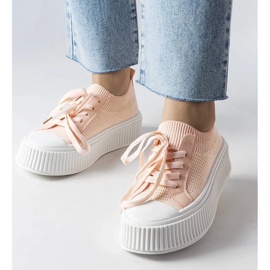 D/GMR Tênis de tecido rosa na plataforma Mallus 1