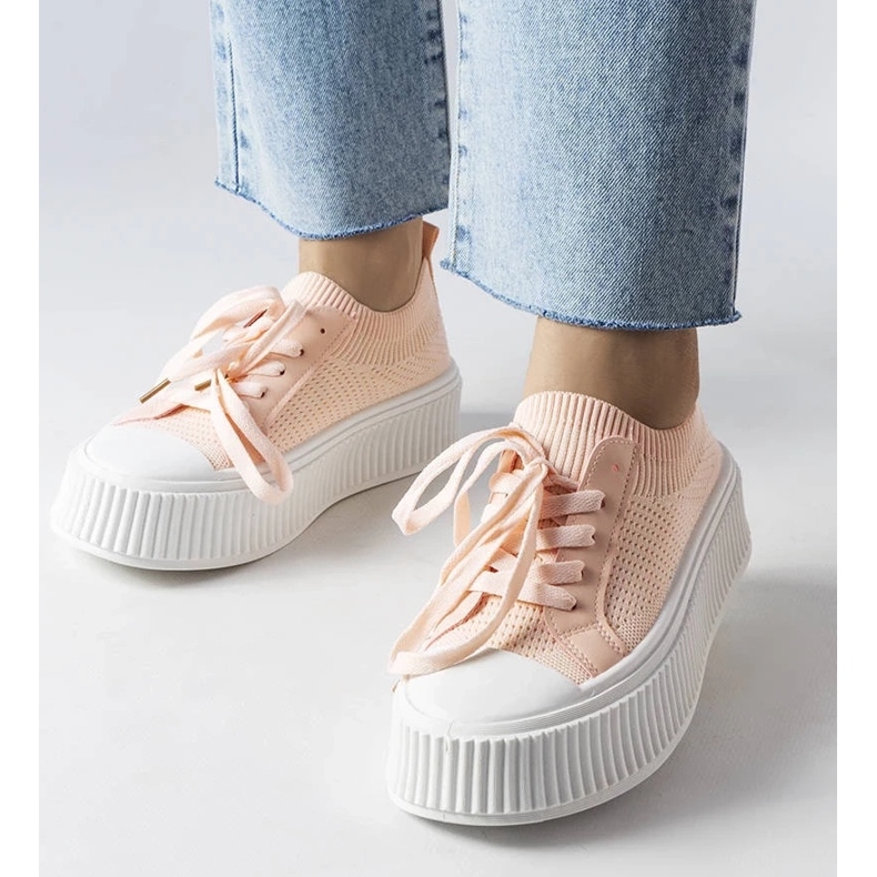 D/GMR Tênis de tecido rosa na plataforma Mallus 1
