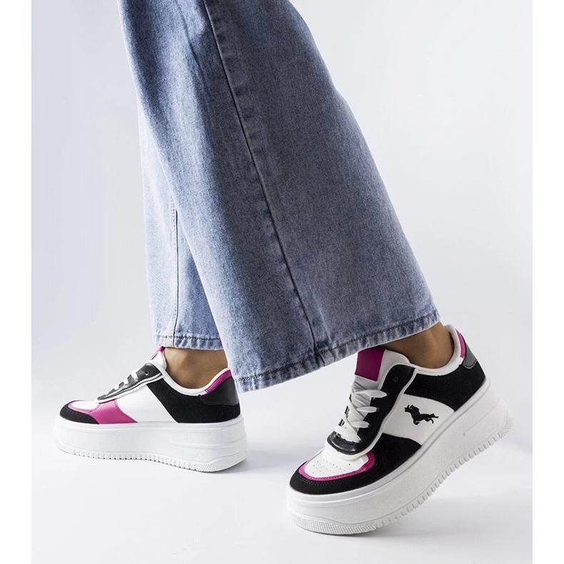 D/GMR Tênis plataforma preto e rosa Gidle 2