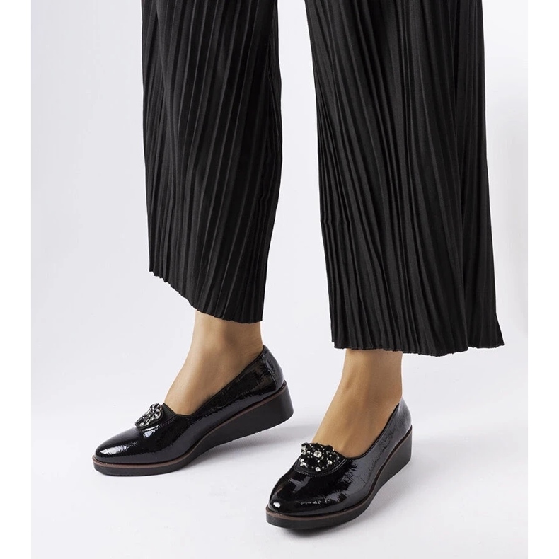 D/GMR Bailarinas envernizadas pretas com enfeite Mellori 2