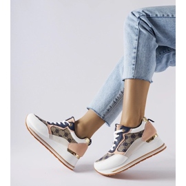 D/GMR Tênis de cunha Rouxi branco e rosa 2