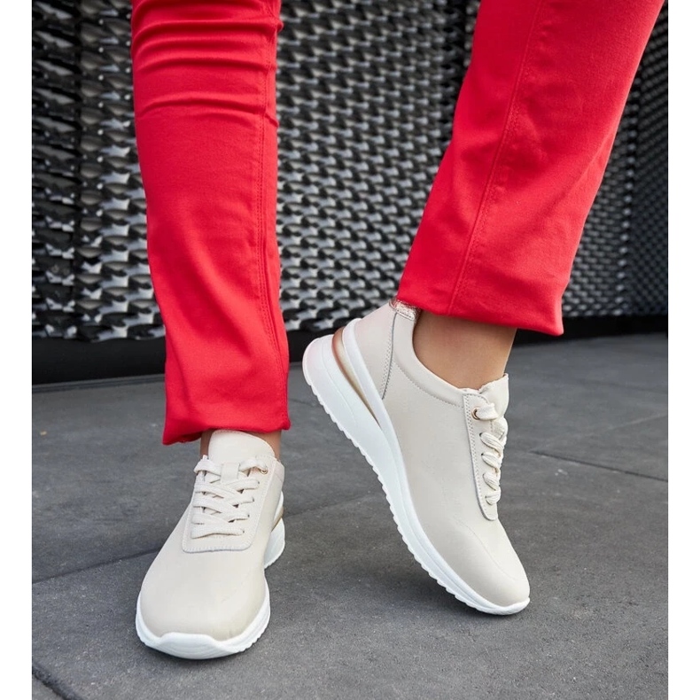 D/GMR Tênis de cunha de couro bege por Federico 2