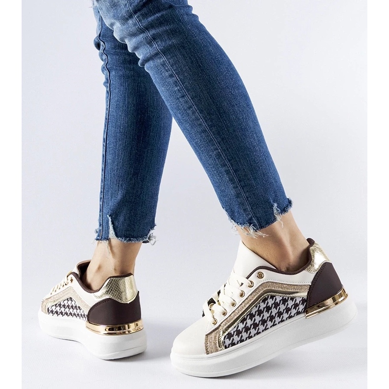 D/GMR Tênis Briercliff marrom e bege com glitter castanho 2