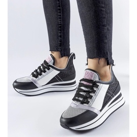 D/GMR Tênis preto com glitter na plataforma Marce 1