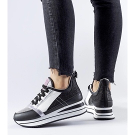 D/GMR Tênis preto com glitter na plataforma Marce 2