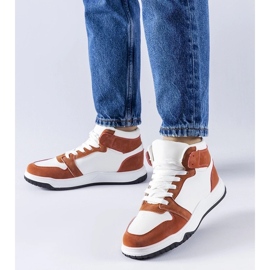 D/GMR Tênis de cano alto branco e marrom de Elizabeth 1