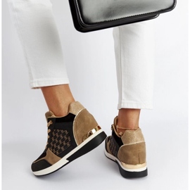 D/GMR Tênis de cunha preto castanho 2