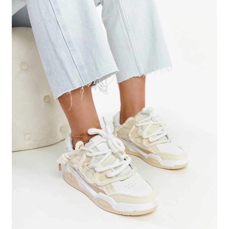 D/GMR Tênis bege com inserções de tecido Melilot 1