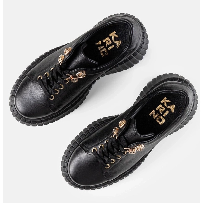 D/GMR Tênis de couro preto na plataforma Karino 2