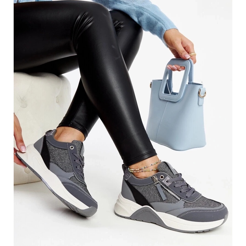 D/GMR Tênis cinza brilhante na plataforma Makda 1