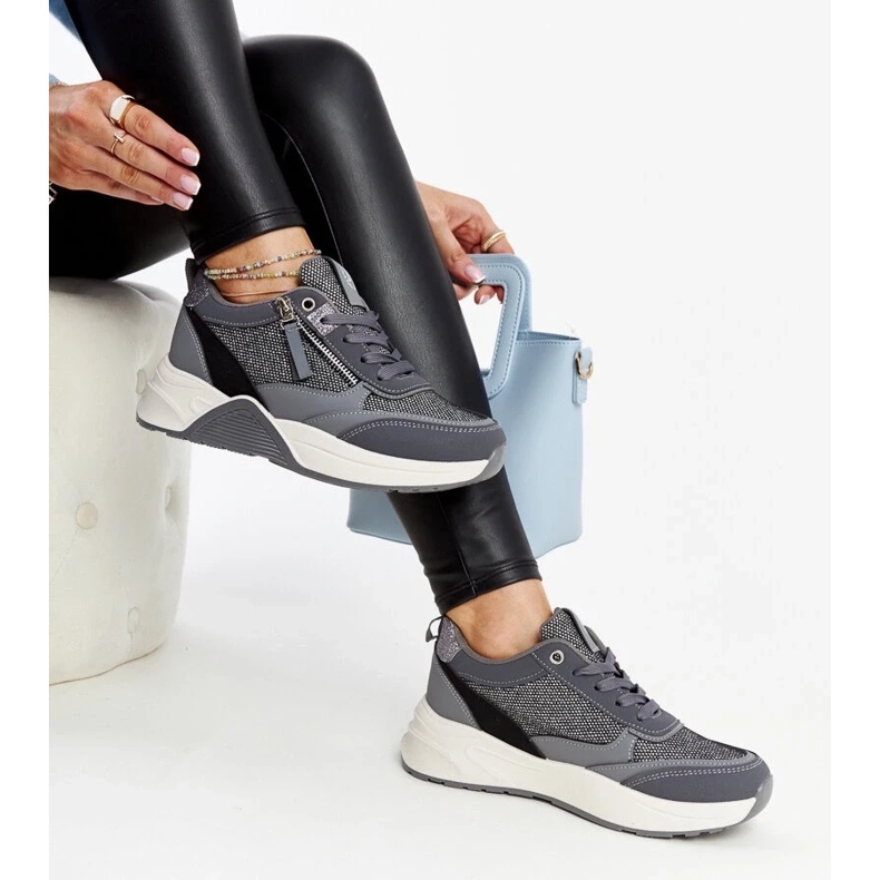 D/GMR Tênis cinza brilhante na plataforma Makda 2