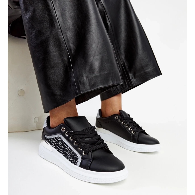 D/GMR Tênis plataforma preto com glitter Fekete 1