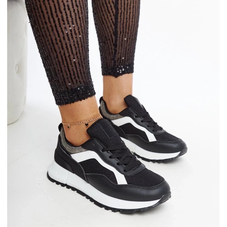 D/GMR Tênis plataforma preto com glitter Evelia 1