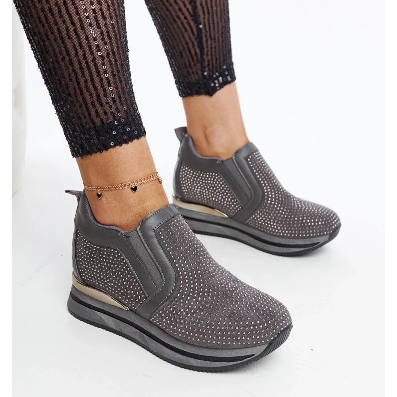 D/GMR Tênis de cunha Cadelaria cinza escuro 2