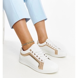 D/GMR Tênis plataforma Amala branco e dourado 1