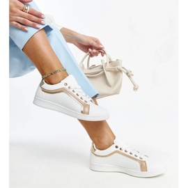 D/GMR Tênis plataforma Amala branco e dourado 2