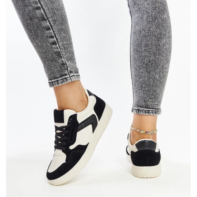 D/GMR Tênis Juwan branco e preto com glitter 2 D/GMR Tênis Juwan branco e preto com glitter 2