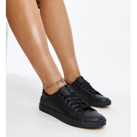 D/GMR Tênis preto de couro ecológico Luz 1