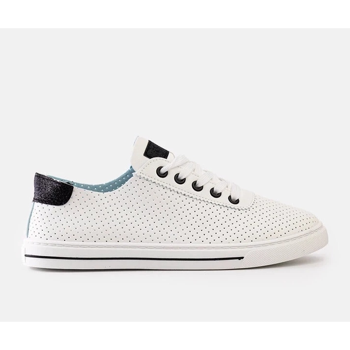 Tênis de tênis perfurados brancos femininos -tênis -up 1