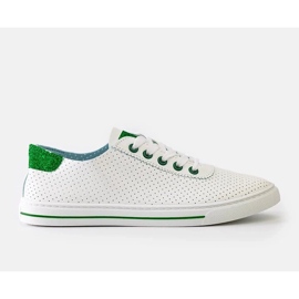 Tênis de tênis perfurados brancos femininos -tênis -up 1