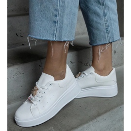 D/CEO Tênis plataforma branco decorado com ursinho de pelúcia Mavien 1