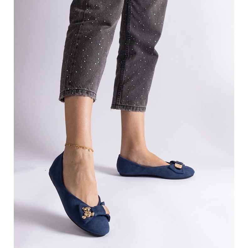 D/CEO Sapatilhas azul marinho decoradas com laço e broche de Esdras 2